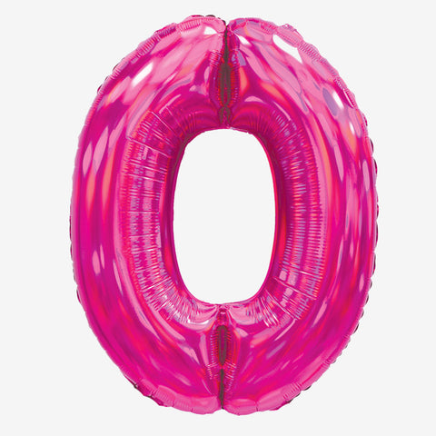 30" Iridescent Pink Number Balloons