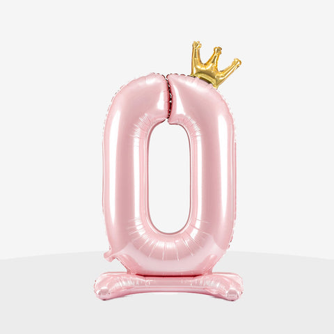 Standing Light Pink Crown Number Balloon (33")