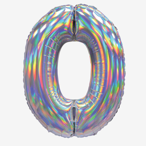 30" Iridescent Silver Number Balloons