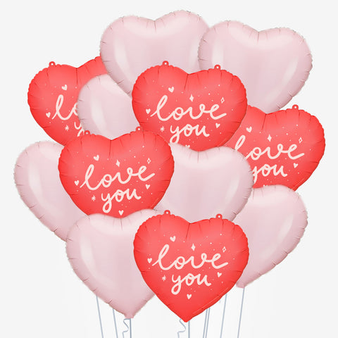 Love You Hearts Balloons - Box Balloons