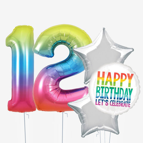 Rainbow Birthday & Number Balloons