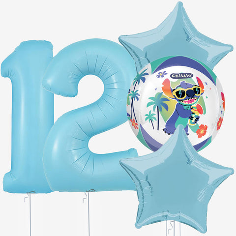 Stitch Orb with Blue Number Balloons