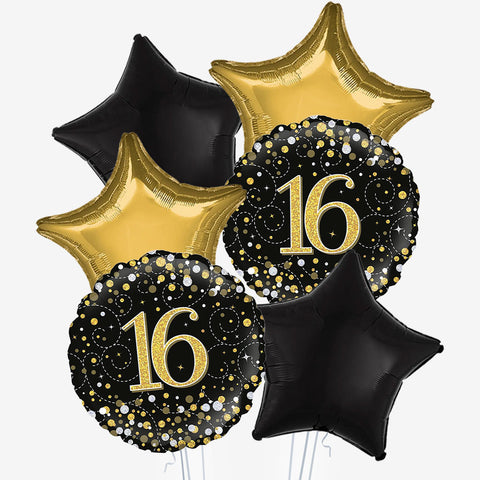 Black & Gold Age Balloons - Box Balloons