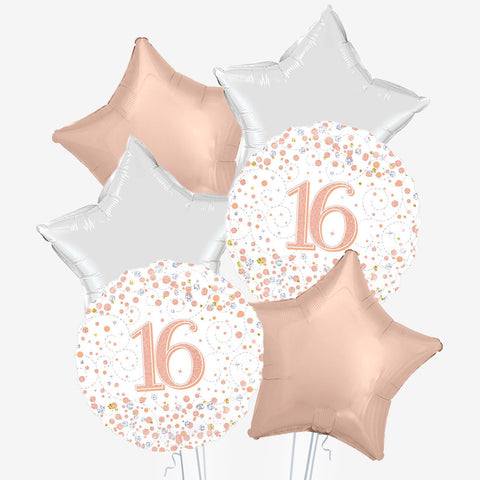 Rose Gold & White Age Balloons