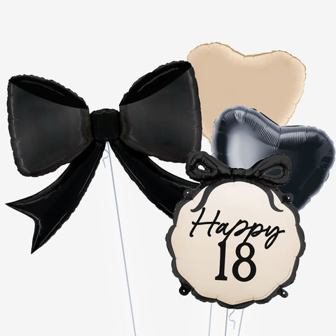 Black Bow Birthday Age Balloons