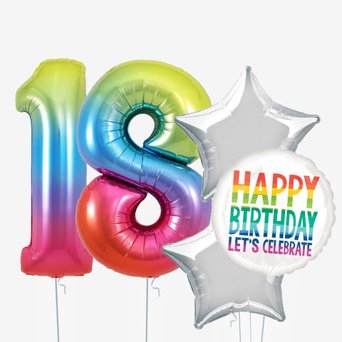 Rainbow Birthday & Number Balloons