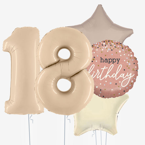 Satin Cream Stars & Number Balloons - Box Balloons