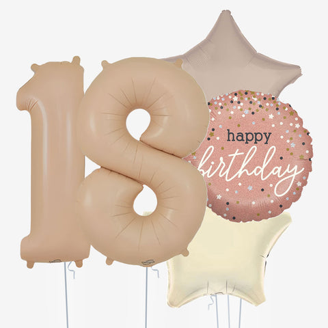 Satin Cream Stars & Number Balloons