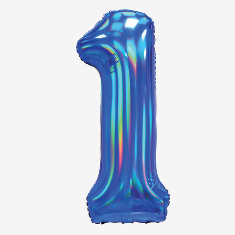 30" Blue Iridescent Number Balloons | Box Balloons | Next-Day Balloon Delivery
