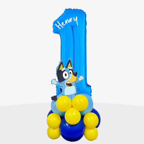 Personalised Bluey Number Balloon Stack | Box Balloons | Next-Day Balloon Delivery