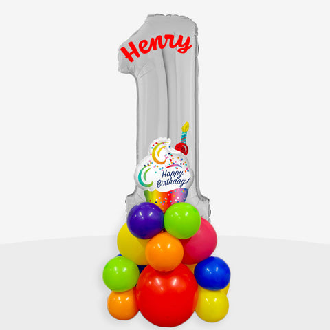 Personalised Cupcake Number Balloon Stack | Box Balloons | Next-Day Balloon Delivery