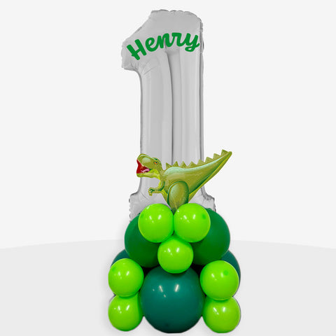 Personalised Dinosaur Number Balloon Stack | Box Balloons | Next-Day Balloon Delivery