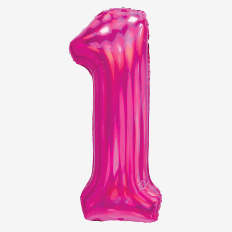 30" Iridescent Pink Number Balloons