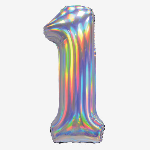 30" Iridescent Silver Number Balloons