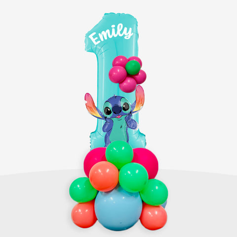 Personalised Lilo & Stitch Number Balloon Stack | Box Balloons | Next-Day Balloon Delivery
