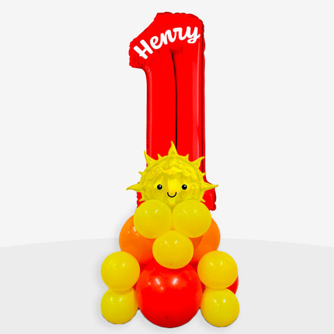 Personalised Sunshine Number Balloon Stack | Box Balloons | Next-Day Balloon Delivery
