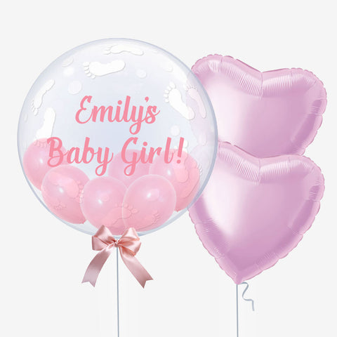 Personalised Baby Feet Bubble Balloon - Box Balloons