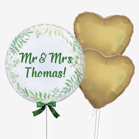 Personalised Greenery Bubble Balloon - Box Balloons