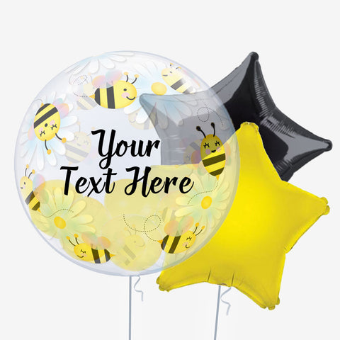 Personalised Bees and Daisies Bubble Balloon