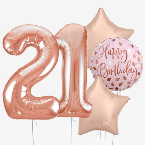 Birthday Blush & Number Balloons - Box Balloons