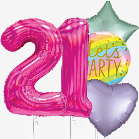 Let’s Party Pink & Number Balloons | Box Balloons | Next-Day Balloon Delivery