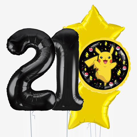 Pokemon Pikachu & Number Balloons - Box Balloons