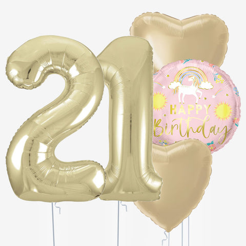 Golden Unicorn & Number Balloons | Box Balloons | Next-Day Balloon Delivery