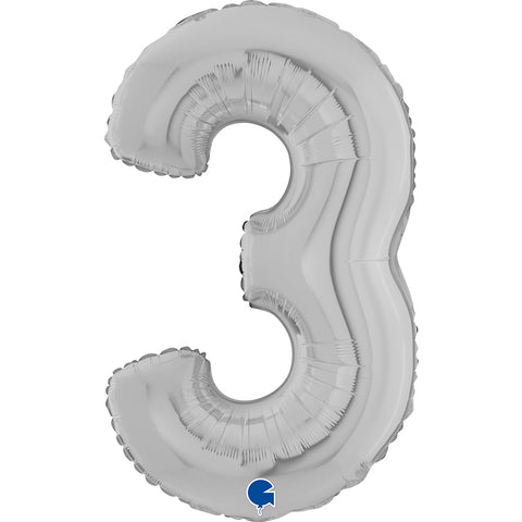 26" Silver Number Balloons