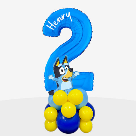 Personalised Bluey Number Balloon Stack | Box Balloons | Next-Day Balloon Delivery