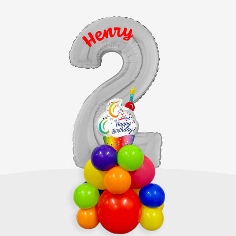Personalised Cupcake Number Balloon Stack | Box Balloons | Next-Day Balloon Delivery