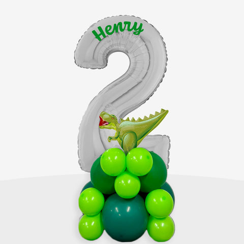 Personalised Dinosaur Number Balloon Stack | Box Balloons | Next-Day Balloon Delivery