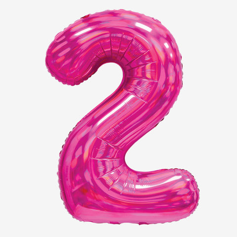 30" Iridescent Pink Number Balloons