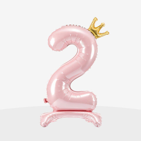 Standing Light Pink Crown Number Balloon (33")