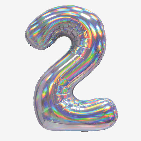 30" Iridescent Silver Number Balloons