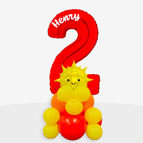 Personalised Sunshine Number Balloon Stack | Box Balloons | Next-Day Balloon Delivery