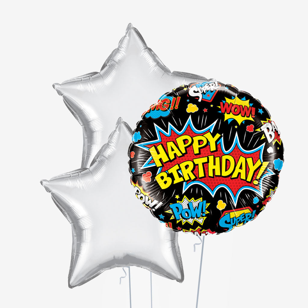 Pow Cartoon & Number Balloons - Box Balloons