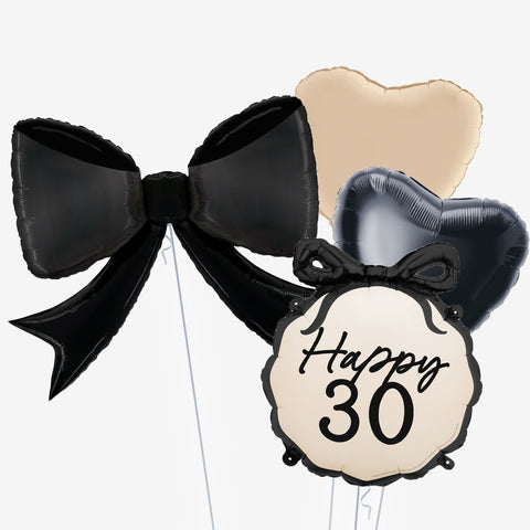 Black Bow Birthday Age Balloons