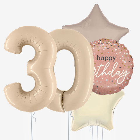 Satin Cream Stars & Number Balloons - Box Balloons