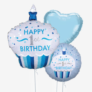 1st Birthday Blue Cupcake Balloons