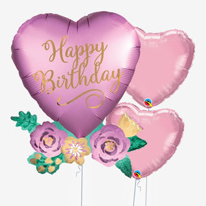 Purple Birthday Heart Balloons