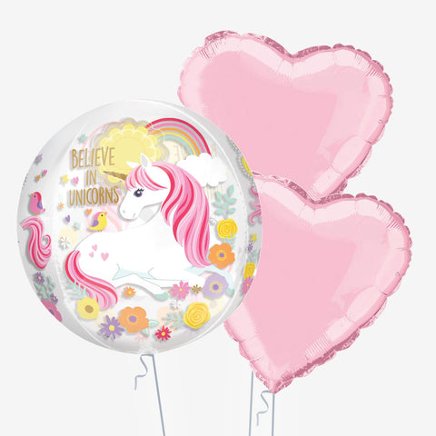 Believe In Unicorns Orb & Heart Balloons