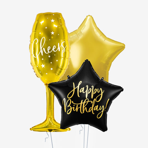 Black & Gold Birthday Balloons