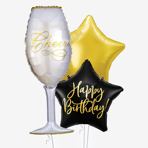Black & Gold Birthday Balloons | Box Balloons | Next-Day Balloon Delivery