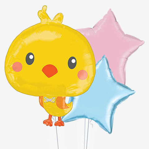 Chick & Pastel Stars Easter Balloons - Box Balloons