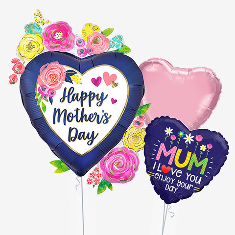 Mother's Day Floral Heart Balloons - Box Balloons