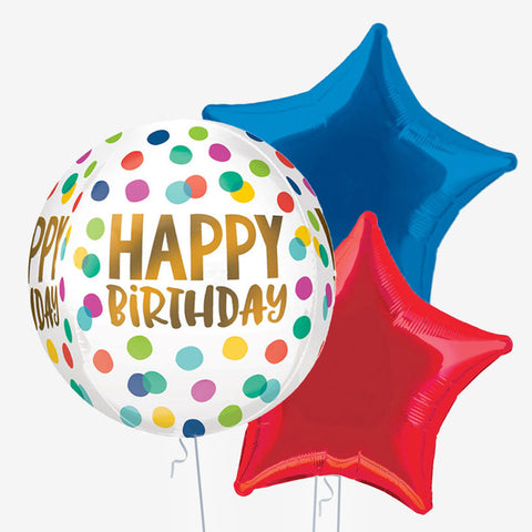 Happy Birthday Rainbow Dots Orb Balloons