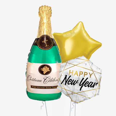 Happy New Year Champagne Balloons - Box Balloons