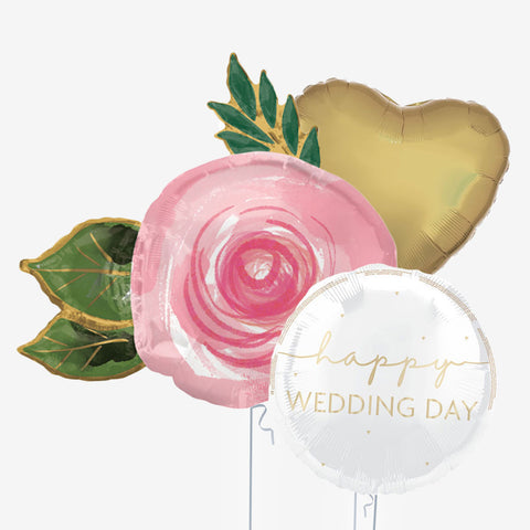 Happy Wedding Day Flower Balloons