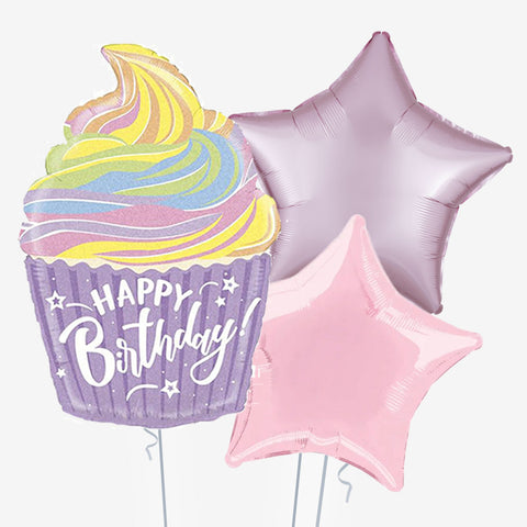 Pastel Ombre Cupcake & Star Balloons