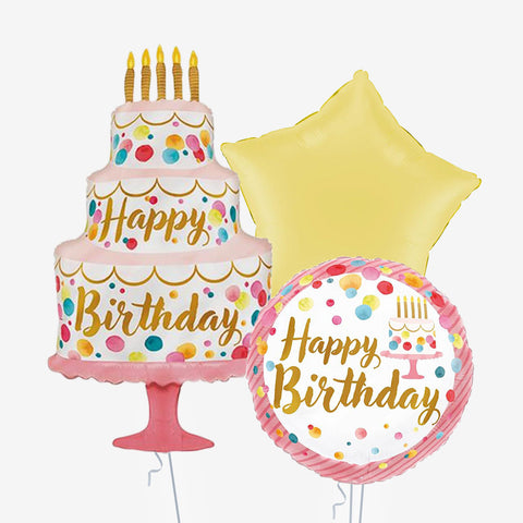 Pastel Pink Birthday Cake Balloons